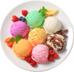 Plate with icecream - illustration of the description